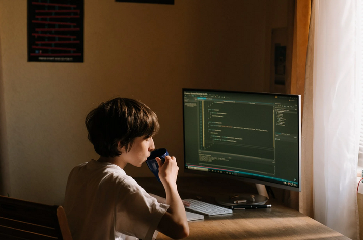 working on software